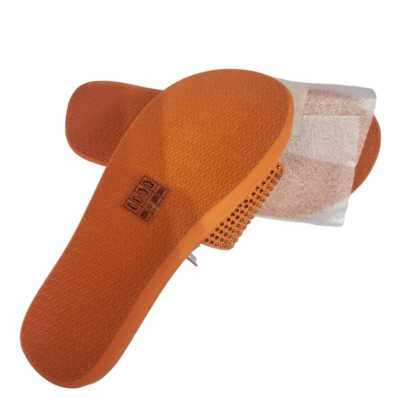 Michael Kors MK Rhinestone Logo Pool Slide Sandals Apricot 6 - Picture 5 of 5